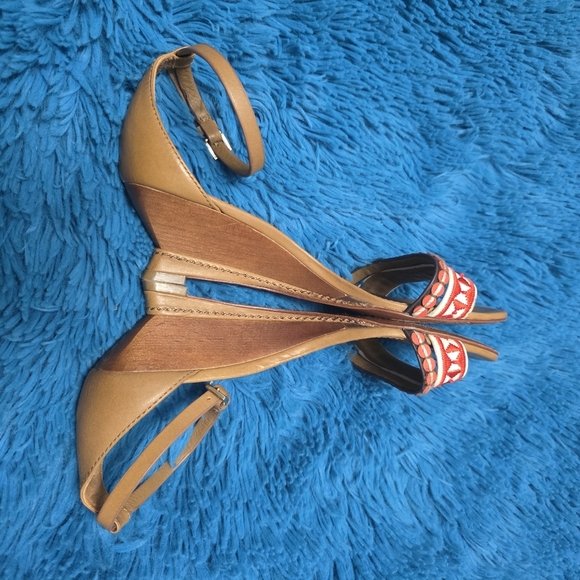 Tory Burch Womens Open Toe Wedge Sandals Size 7 - Picture 4 of 11